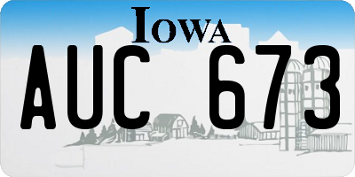 IA license plate AUC673