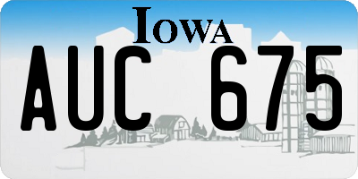 IA license plate AUC675