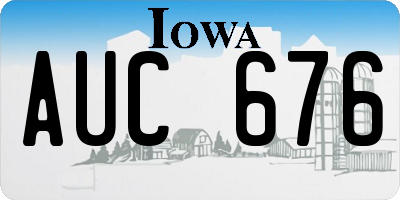 IA license plate AUC676