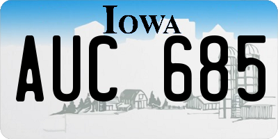 IA license plate AUC685
