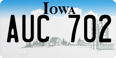 IA license plate AUC702
