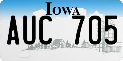 IA license plate AUC705