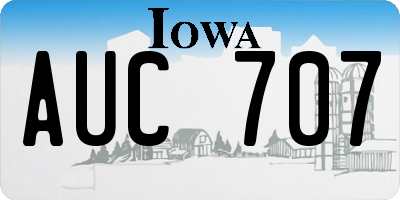IA license plate AUC707