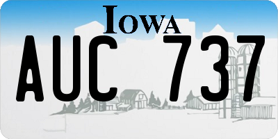 IA license plate AUC737