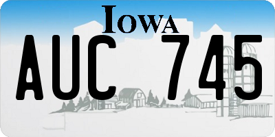 IA license plate AUC745