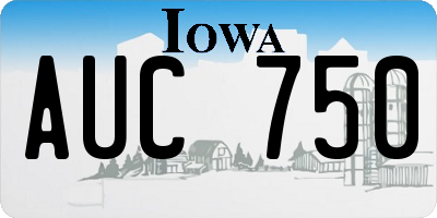 IA license plate AUC750