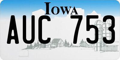 IA license plate AUC753