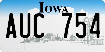 IA license plate AUC754