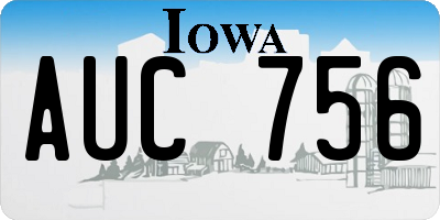 IA license plate AUC756