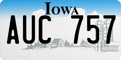 IA license plate AUC757
