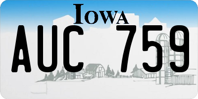 IA license plate AUC759