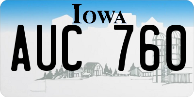 IA license plate AUC760