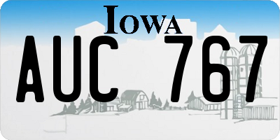 IA license plate AUC767