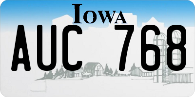 IA license plate AUC768