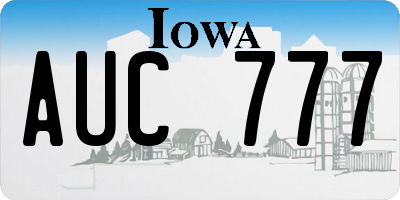 IA license plate AUC777