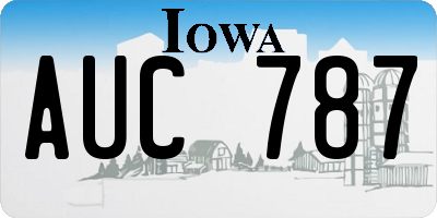 IA license plate AUC787