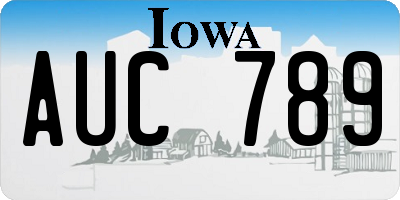 IA license plate AUC789