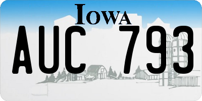 IA license plate AUC793