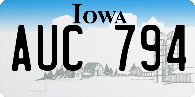 IA license plate AUC794