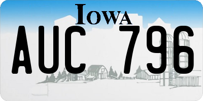IA license plate AUC796