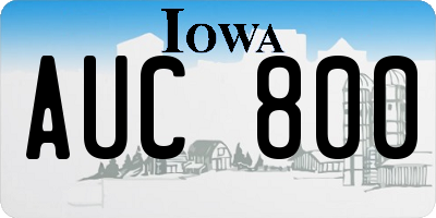 IA license plate AUC800