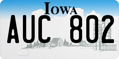 IA license plate AUC802