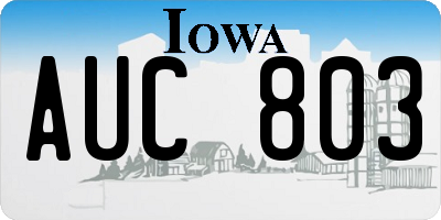 IA license plate AUC803