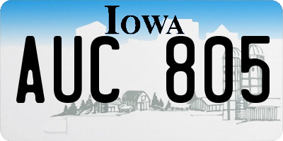 IA license plate AUC805