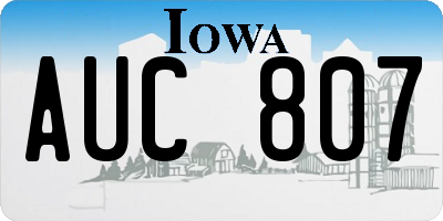 IA license plate AUC807