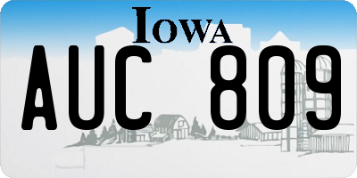 IA license plate AUC809
