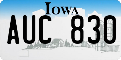 IA license plate AUC830