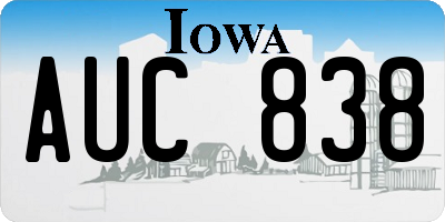 IA license plate AUC838