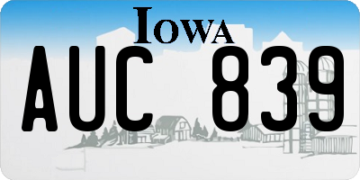 IA license plate AUC839