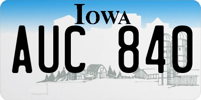 IA license plate AUC840