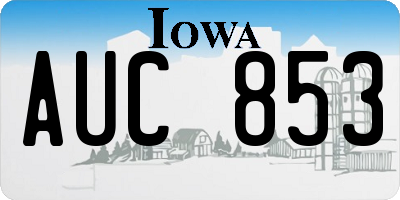 IA license plate AUC853