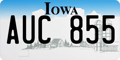 IA license plate AUC855
