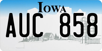 IA license plate AUC858