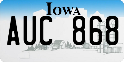 IA license plate AUC868