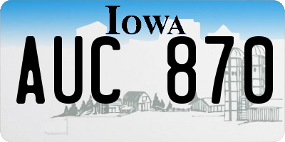 IA license plate AUC870