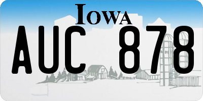 IA license plate AUC878
