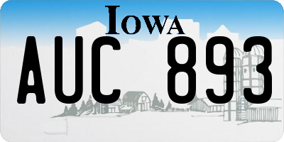 IA license plate AUC893