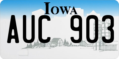 IA license plate AUC903
