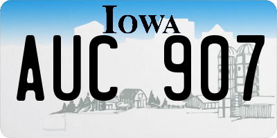 IA license plate AUC907