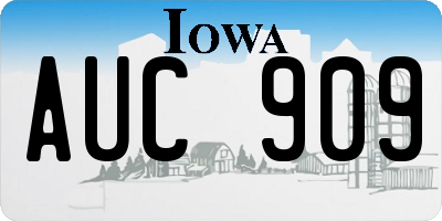 IA license plate AUC909