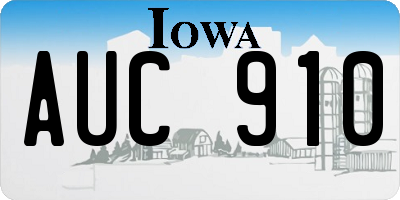 IA license plate AUC910