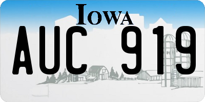 IA license plate AUC919