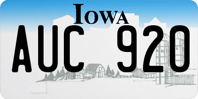 IA license plate AUC920