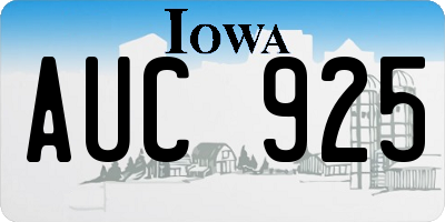 IA license plate AUC925