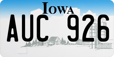 IA license plate AUC926