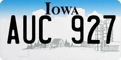 IA license plate AUC927